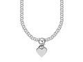 Heart Toggle Charm Rolo Chain Necklace in Rhodium Plated Sterling Silver