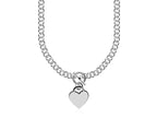 Heart Toggle Charm Rolo Chain Necklace in Rhodium Plated Sterling Silver