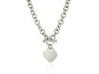 Heart Toggle Charm Rolo Chain Necklace in Rhodium Plated Sterling Silver