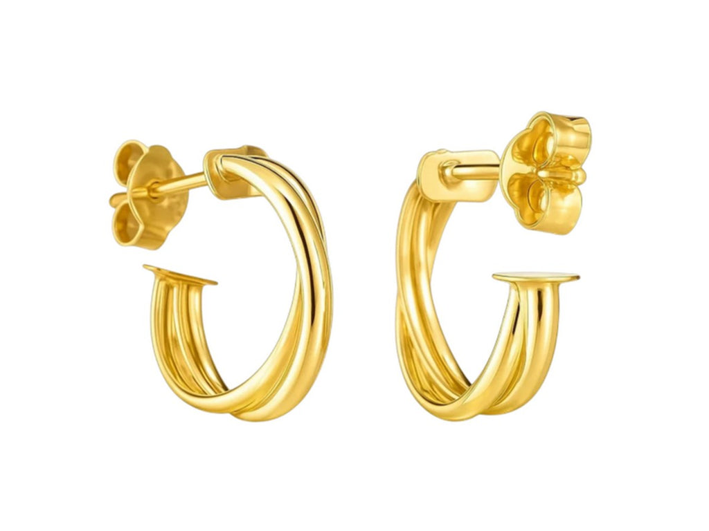 Crossover Hoop Earrings with Polished Finish