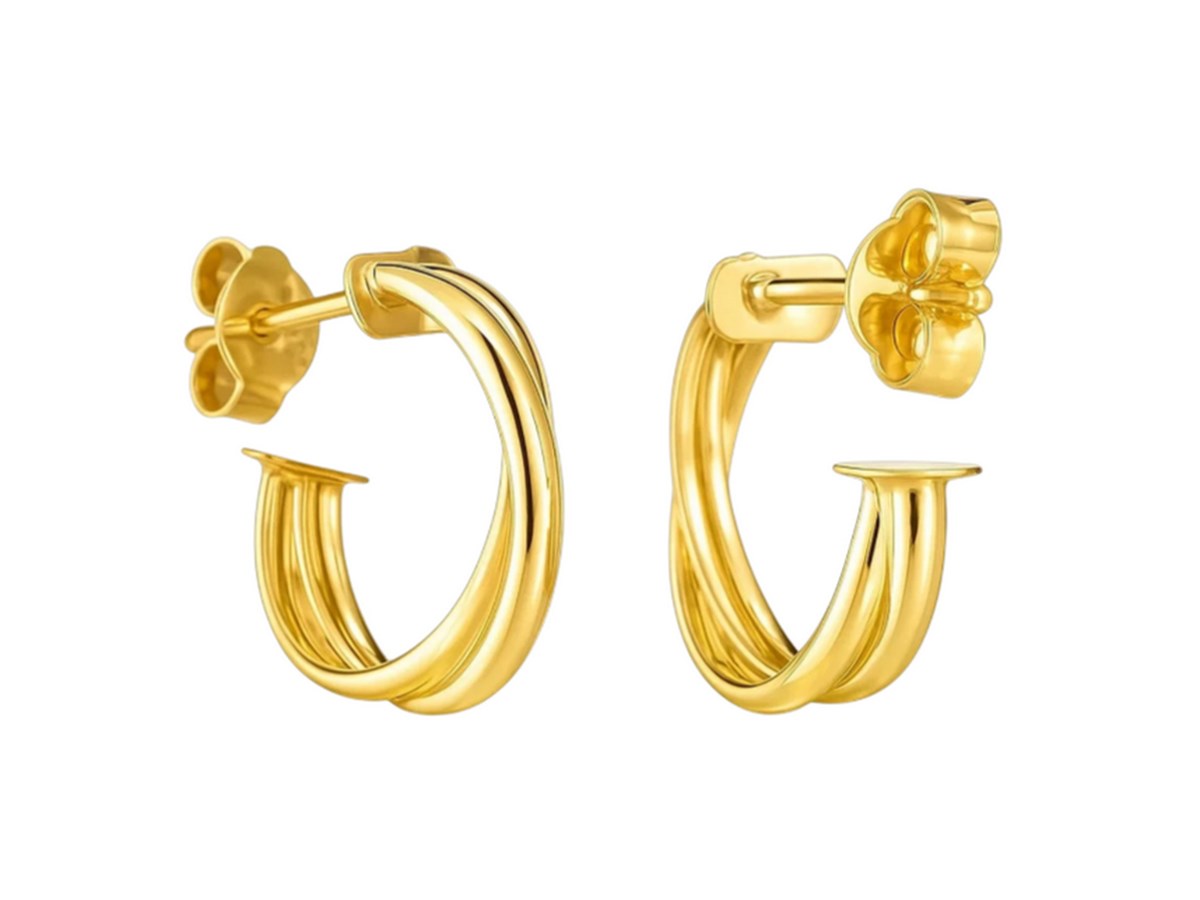 Crossover Hoop Earrings with Polished Finish