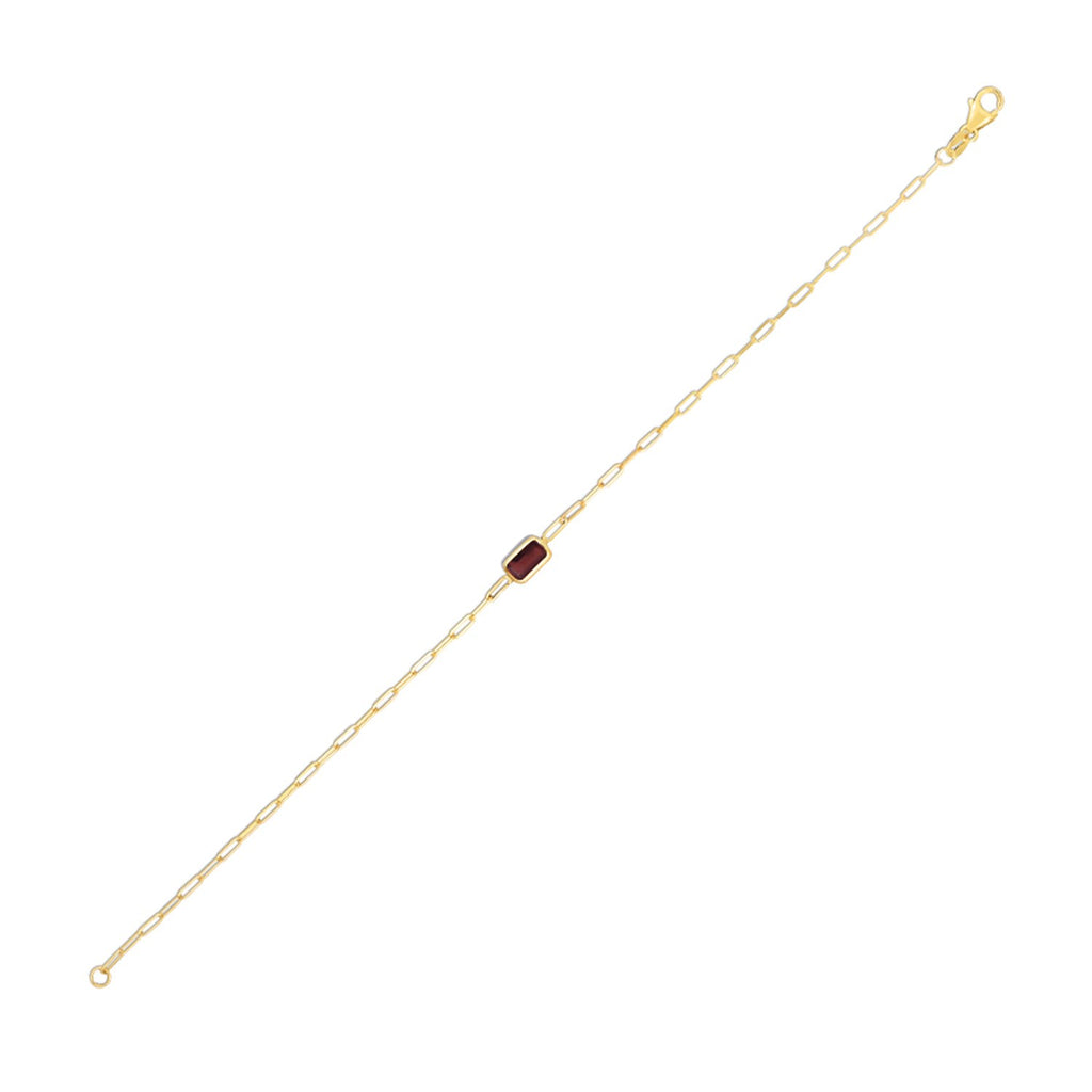 Garnet Paperclip Chain Bracelet 1.5mm Minimalist Style