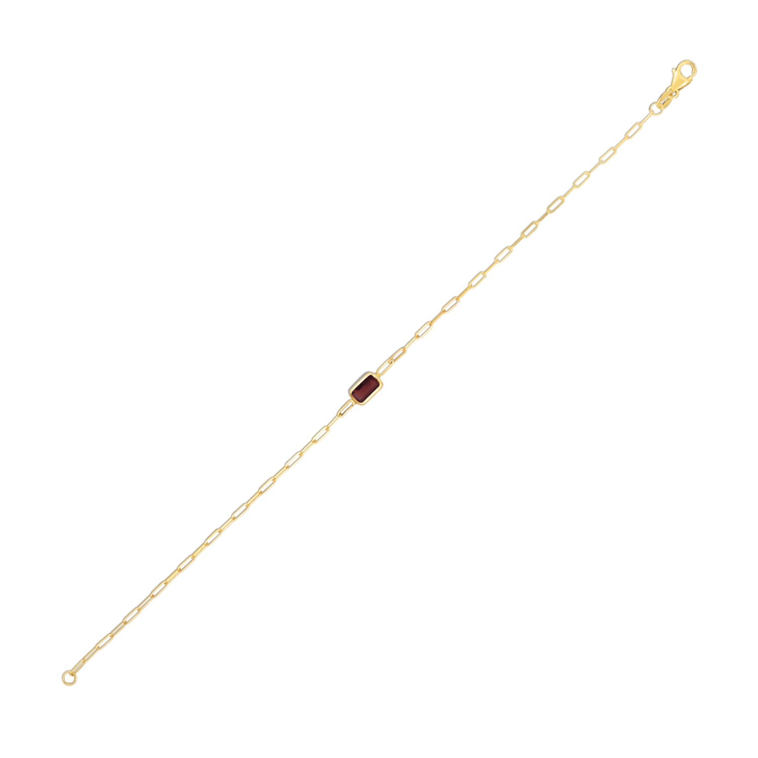 Garnet Paperclip Chain Bracelet 1.5mm Minimalist Style