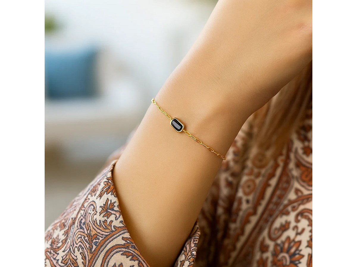 Garnet Paperclip Chain Bracelet 1.5mm Minimalist Style