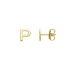 Minimalist Initial P Stud Earrings with Polished Finish