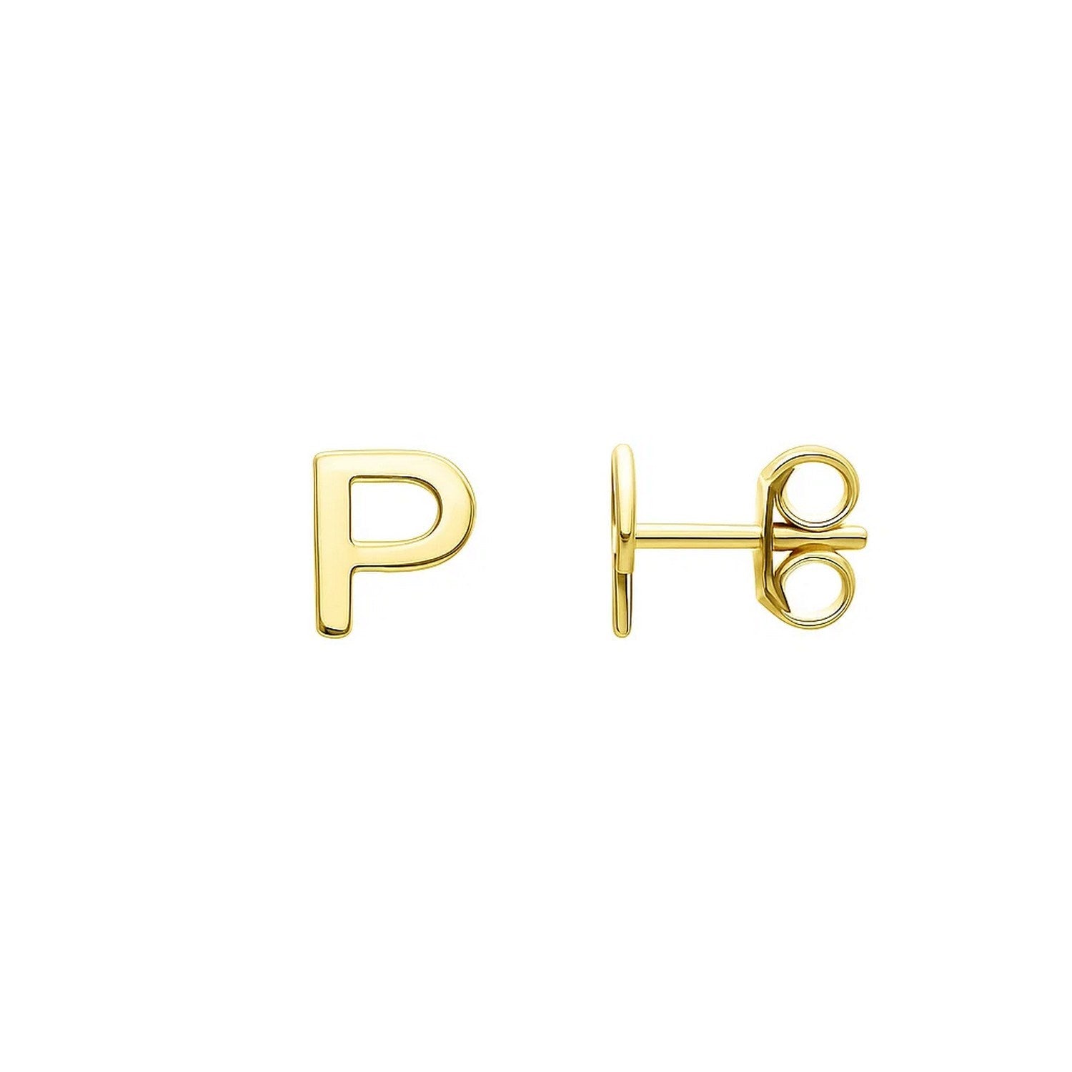Minimalist Initial P Stud Earrings with Polished Finish