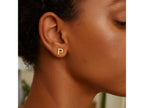 Minimalist Initial P Stud Earrings with Polished Finish