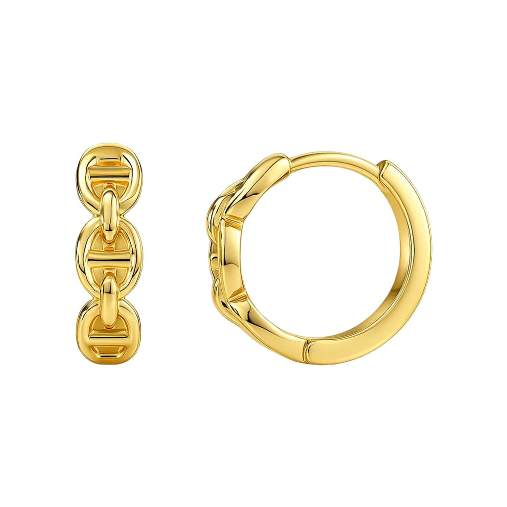Oval Mariner Huggie Hoop Earrings with Snap Closure