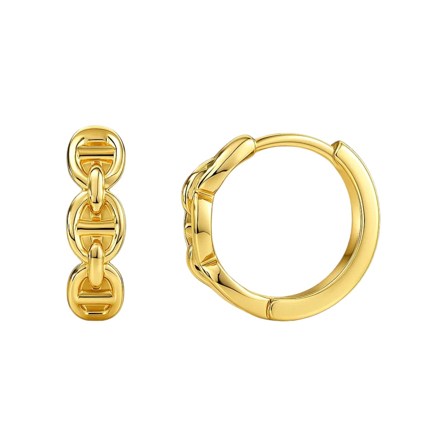 Oval Mariner Huggie Hoop Earrings with Snap Closure