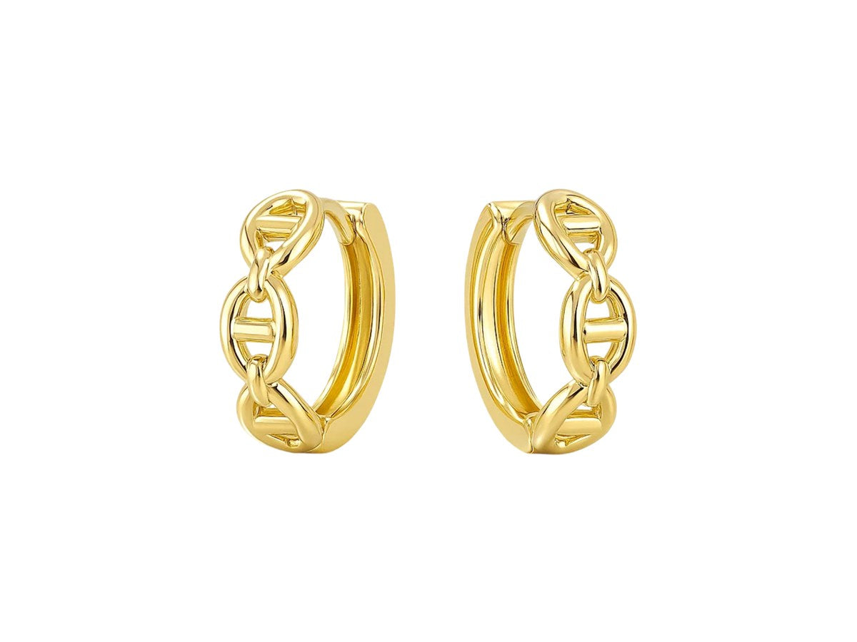 Oval Mariner Huggie Hoop Earrings with Snap Closure
