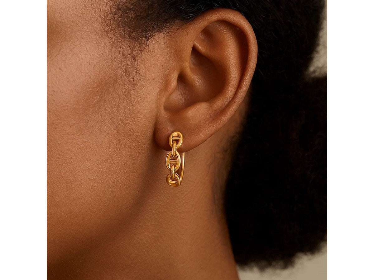 Oval Mariner Huggie Hoop Earrings with Snap Closure
