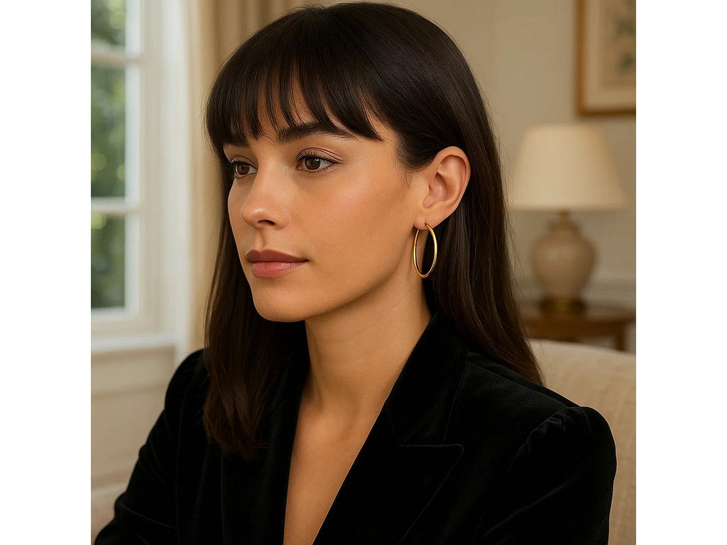 Classic 25mm Slim Hoop Earrings with Snap Closure