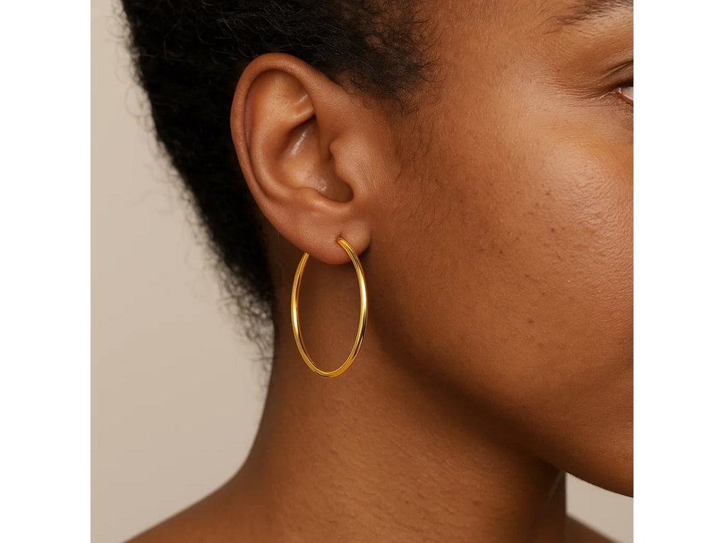Classic 25mm Slim Hoop Earrings with Snap Closure