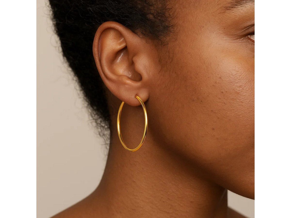 Classic 25mm Slim Hoop Earrings with Snap Closure