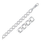 Classic Curb Chain Bracelet 8.4mm in Rhodium Sterling Silver