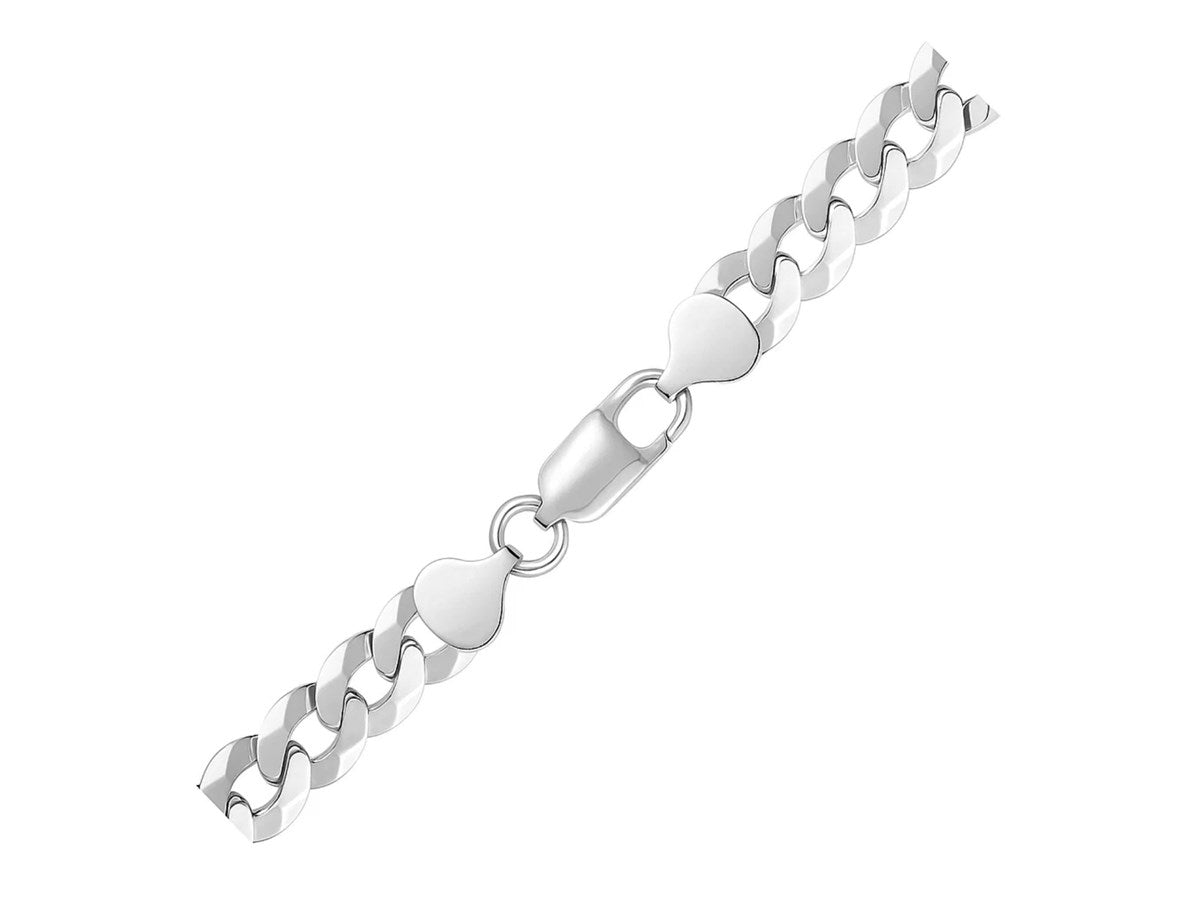 Classic Curb Chain Bracelet 8.4mm in Rhodium Sterling Silver