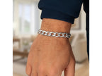 Classic Curb Chain Bracelet 8.4mm in Rhodium Sterling Silver