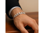 Classic Curb Chain Bracelet 8.4mm in Rhodium Sterling Silver