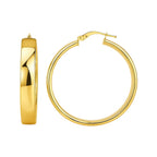 14K Yellow Gold Wide Hoop Earrings 35mm