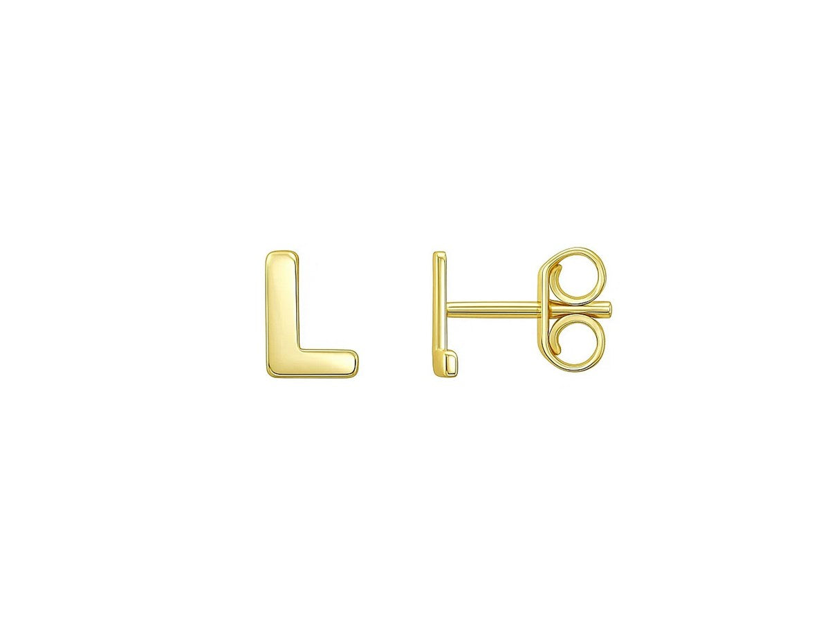 Minimalist Initial L Stud Earrings with Polished Finish