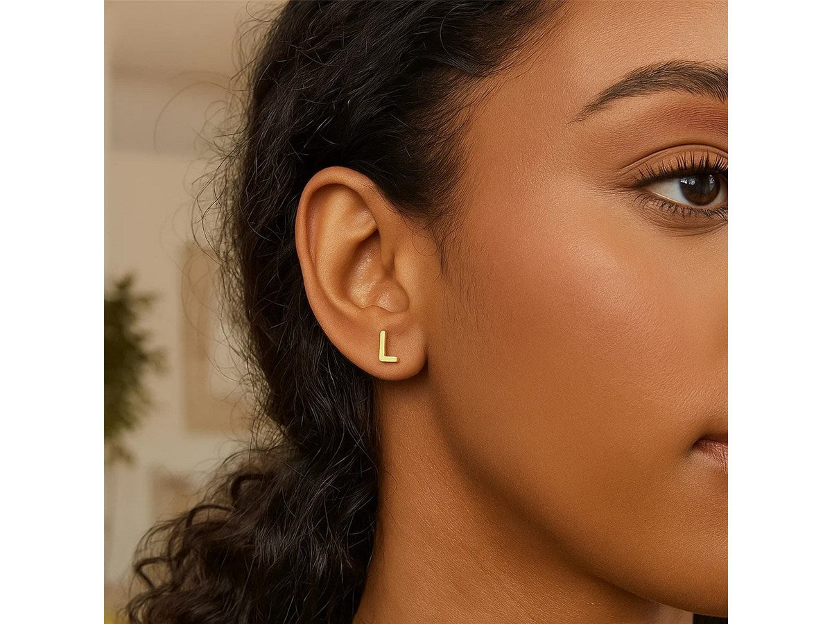 Minimalist Initial L Stud Earrings with Polished Finish