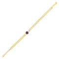 Amethyst Curb Chain Bracelet 3.6mm Adjustable Design