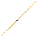 Amethyst Curb Chain Bracelet 3.6mm Adjustable Design