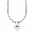 Heart Charm Toggle Rolo Chain Necklace in Rhodium Sterling Silver