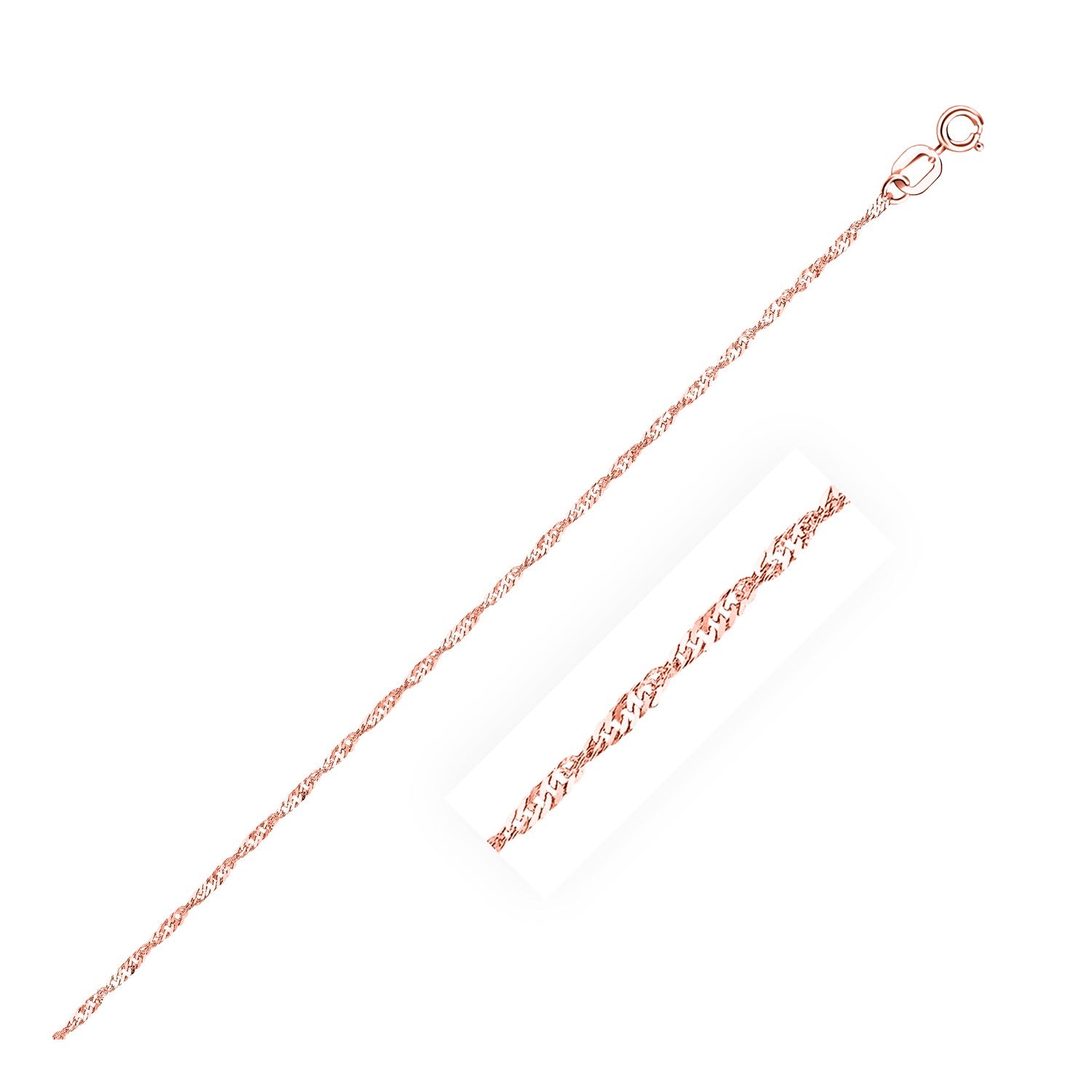 Singapore Chain 1.10 mm Rose Gold Necklace