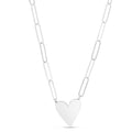 Heart Link Paperclip Diamond Accent Necklace