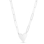 Heart Link Paperclip Diamond Accent Necklace