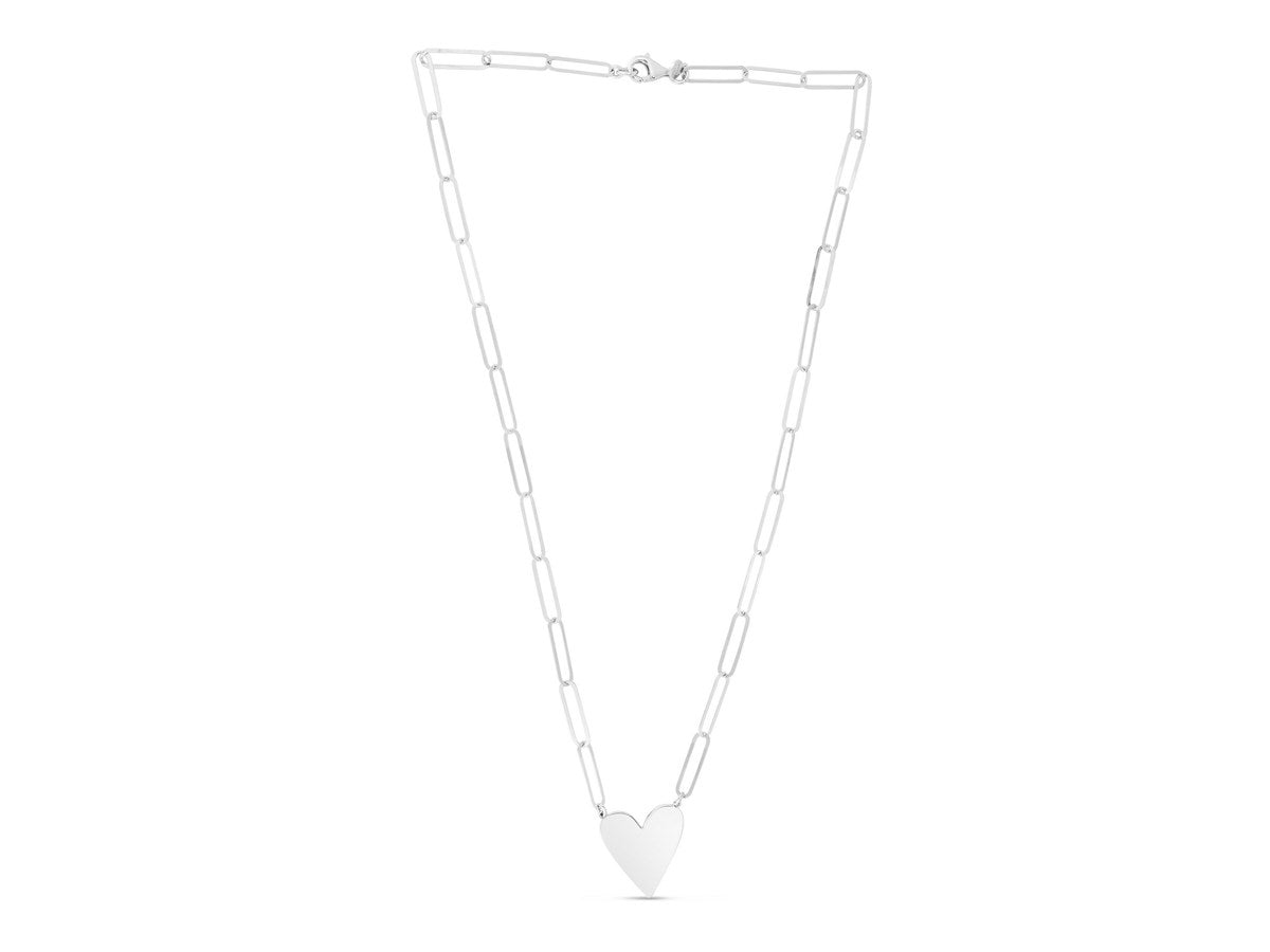 Heart Link Paperclip Diamond Accent Necklace