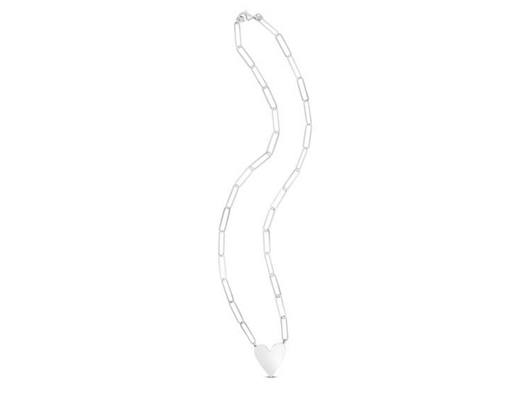 Heart Link Paperclip Diamond Accent Necklace