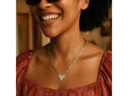 Heart Link Paperclip Diamond Accent Necklace