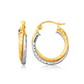 Hammered Twist Two-Tone Hoop Earrings with Snap Lock