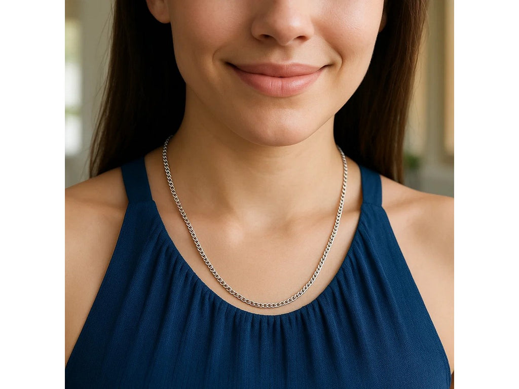 Gourmette Chain 2.80 mm White Finish Necklace