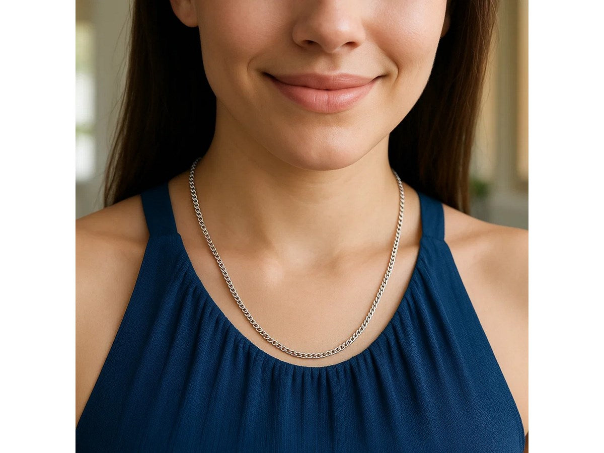 Gourmette Chain 2.80 mm White Finish Necklace
