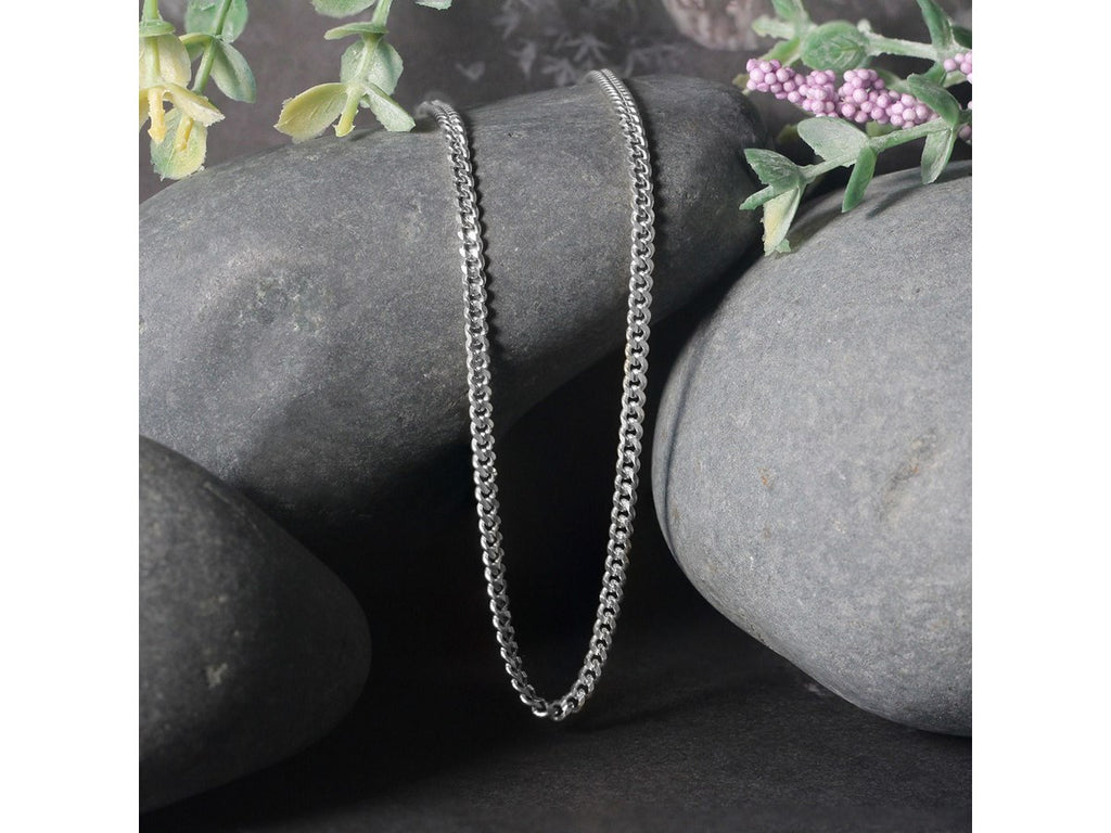 Gourmette Chain 2.80 mm White Finish Necklace