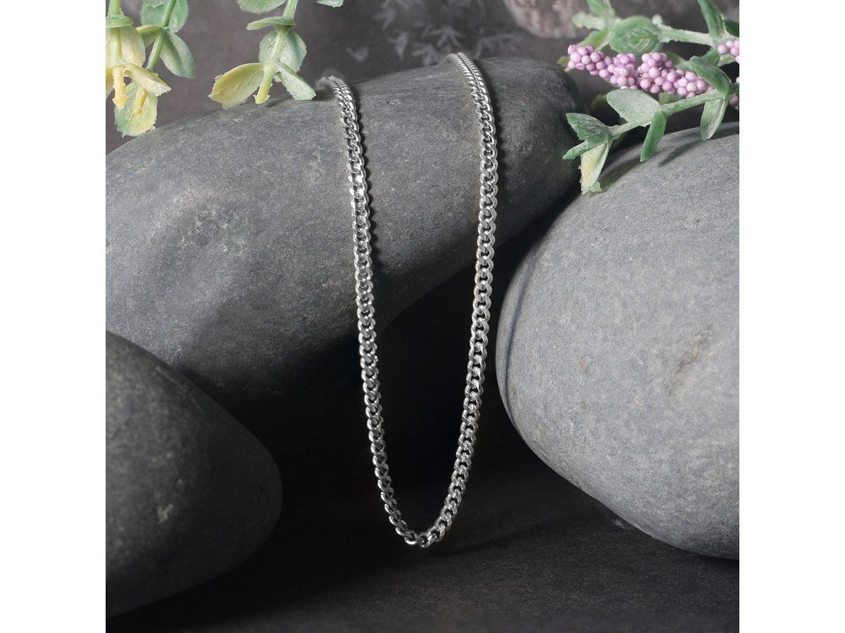 Gourmette Chain 2.80 mm White Finish Necklace
