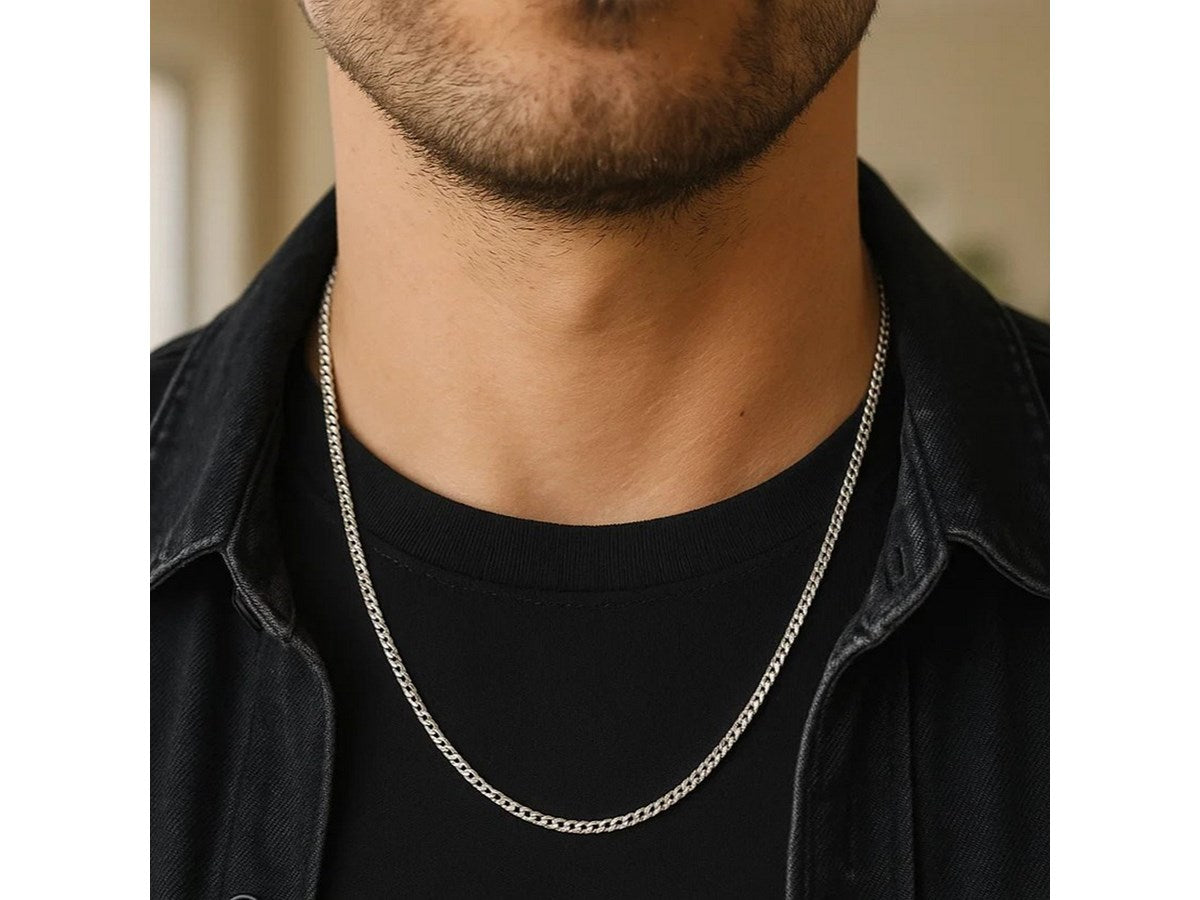 Gourmette Chain 2.80 mm White Finish Necklace