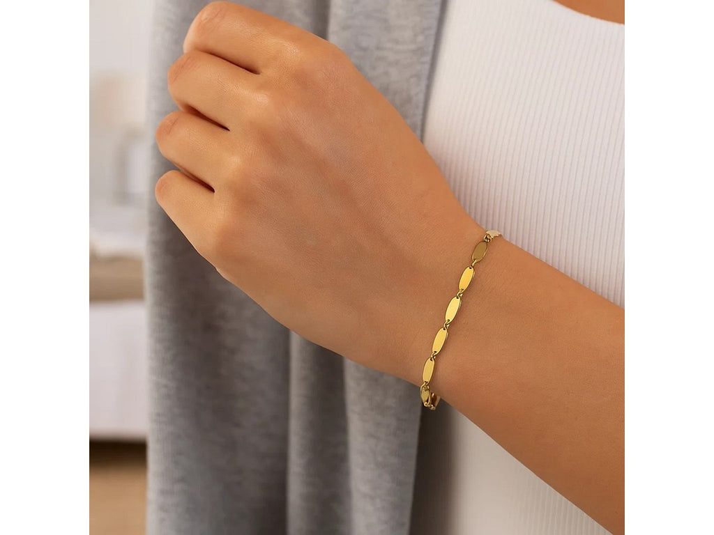 Flat Pebble Link Bracelet 2.5mm Minimalist Chain
