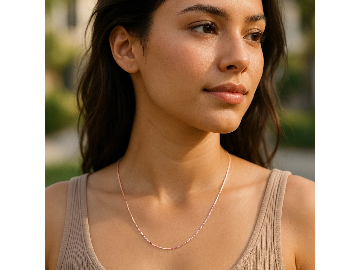 Classic Box Chain 0.45 mm Rose Finish Necklace