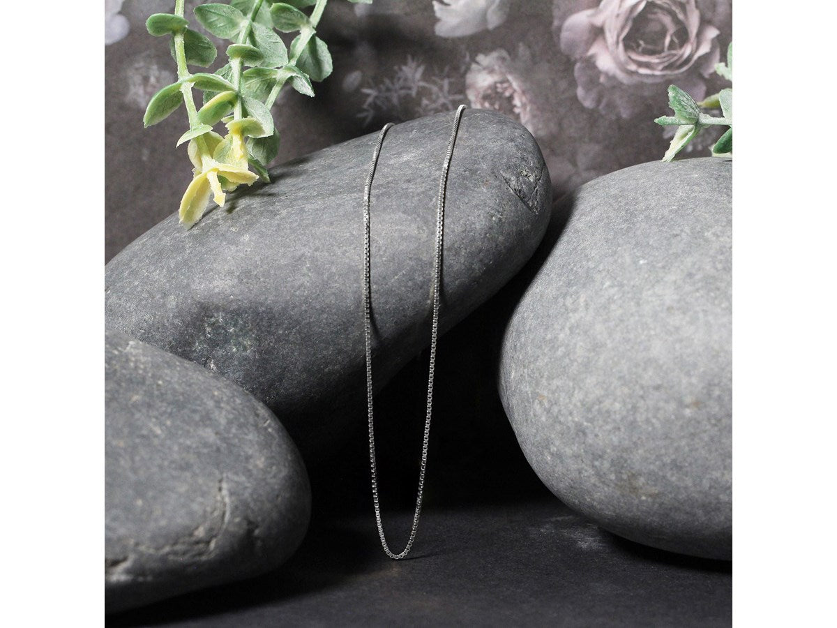 Classic Box Chain 0.68 mm White Finish Necklace