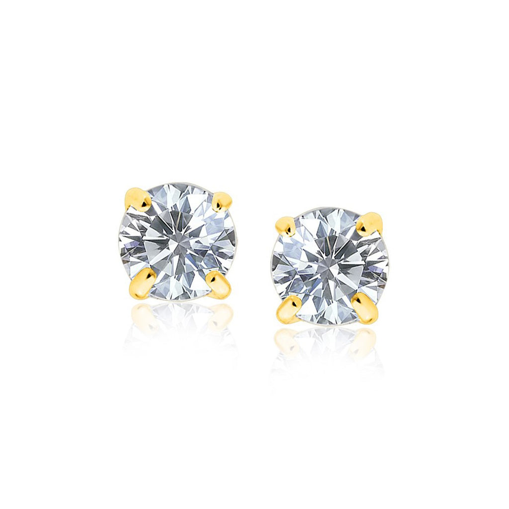 Classic 8mm Round CZ Stud Earrings with Prong Setting