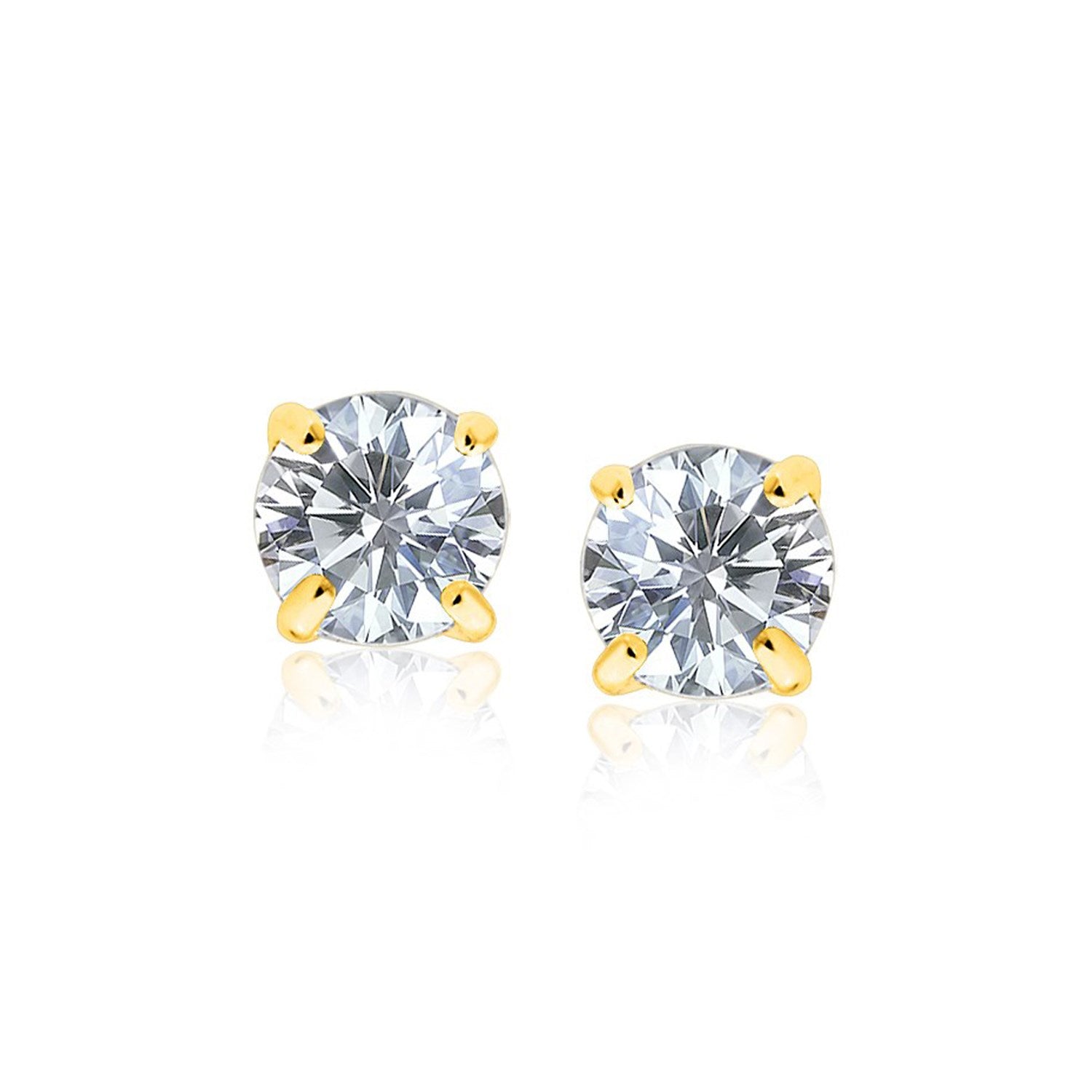 Classic 8mm Round CZ Stud Earrings with Prong Setting