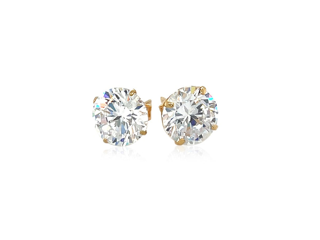 Classic 8mm Round CZ Stud Earrings with Prong Setting