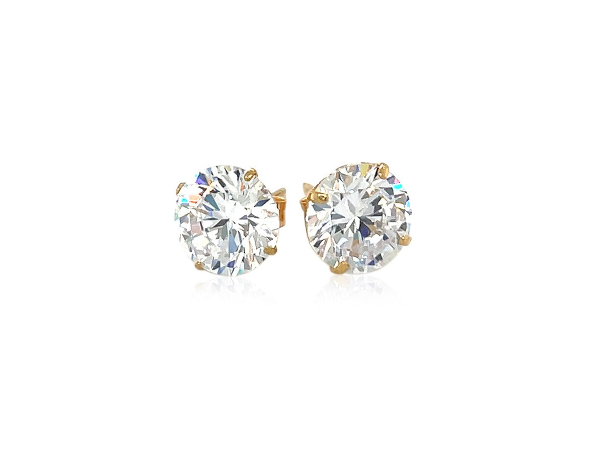 Classic 8mm Round CZ Stud Earrings with Prong Setting