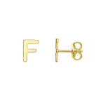 Minimalist Initial F Stud Earrings with Polished Finish