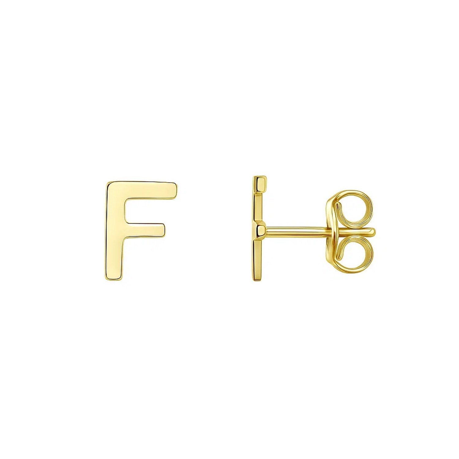 Minimalist Initial F Stud Earrings with Polished Finish