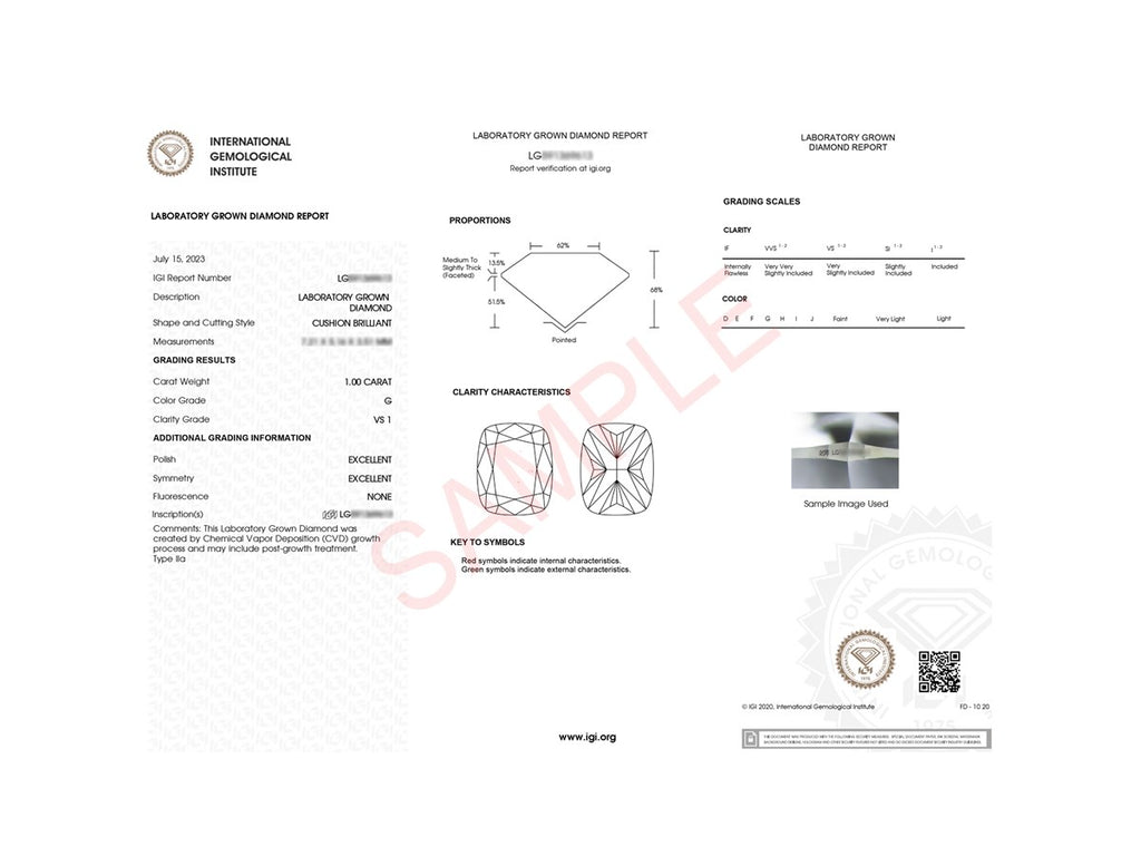1 Carat Cushion Cut Lab Grown Diamond Solitaire Engagement Ring